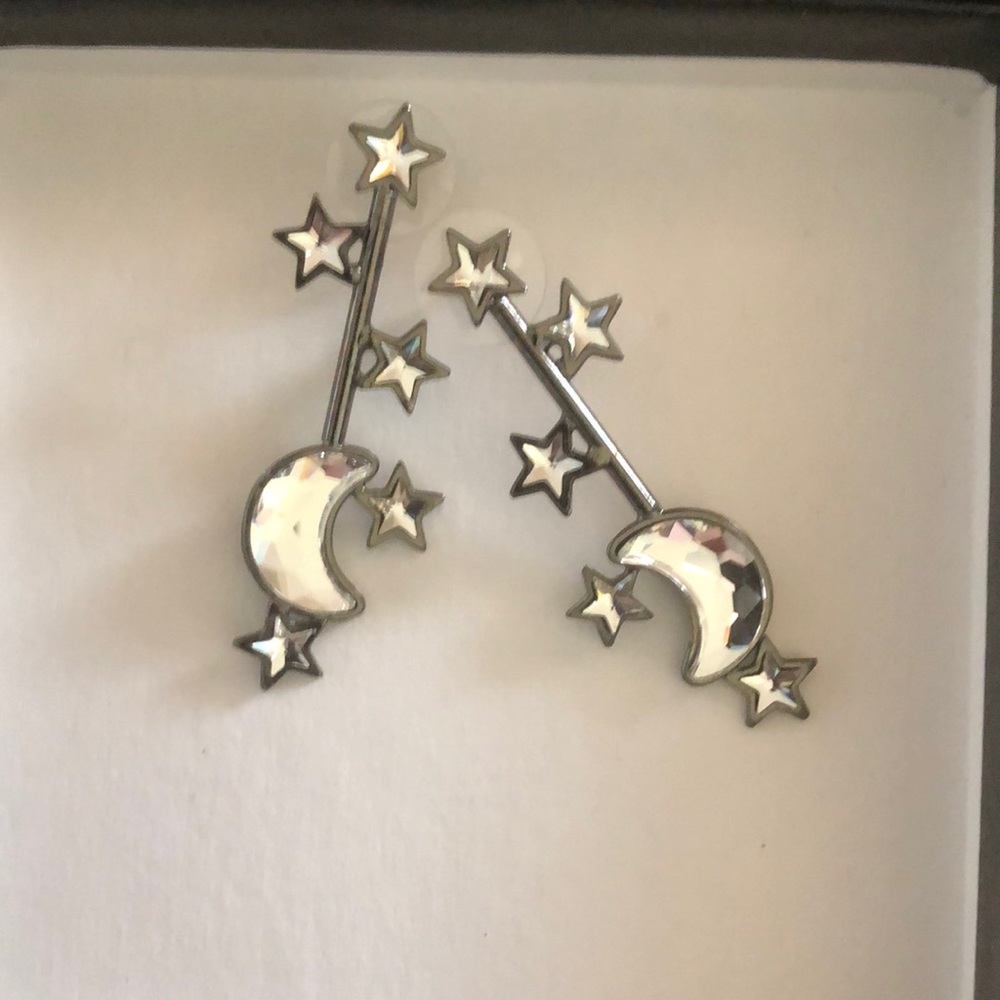 Celestial moon and star earrings featuring Swarovski crystals